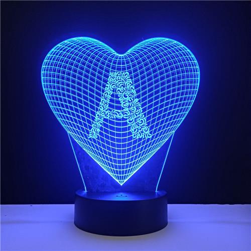 3D LED Lamp - Hart Met Letter - A
