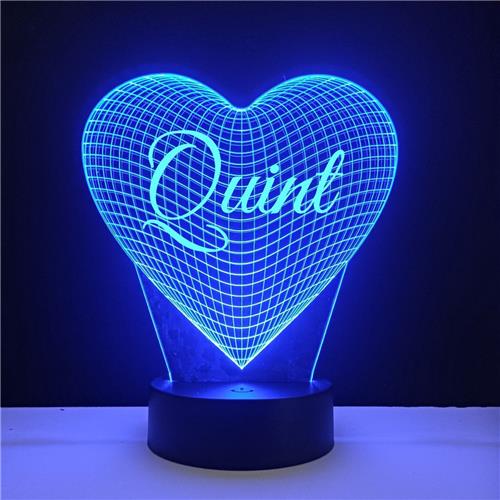 3D LED Lamp - Hart Met Naam - Quint