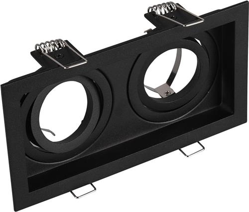 Spot Armatuur GU10 - Trion Kenan - GU10 Inbouwspot - Rechthoek - 2-lichts - Zwart - Aluminium - Verdiept - Kantelbaar - Ø90