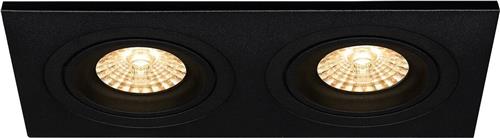 Spot Armatuur GU10 - Pragmi Borny Pro - GU10 Inbouwspot - Rechthoek Dubbel - Zwart - Aluminium - Kantelbaar - 175x92mm