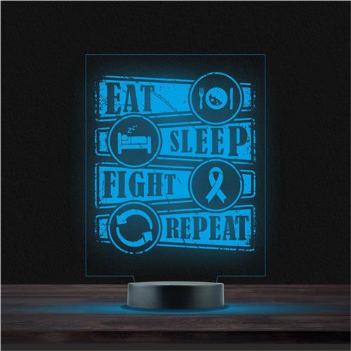 Led Lamp Met Gravering - RGB 7 Kleuren - Eat Sleep Fight Repeat