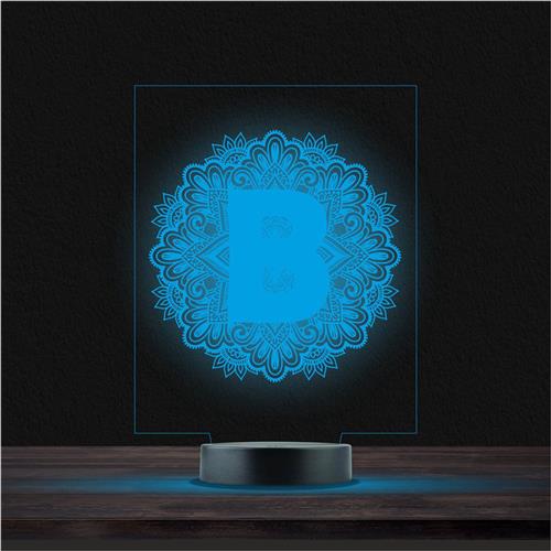 Led Lamp Met Gravering - RGB 7 Kleuren - Mandala B