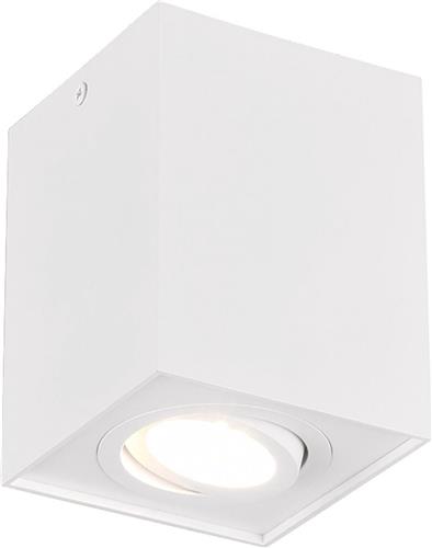 LED Plafondspot - Trion Bisqy - GU10 Fitting - 1-lichts - Vierkant - Mat Wit - Aluminium