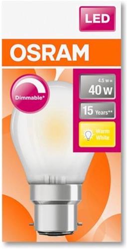 Gloeilamp Osram Parathom Classic Glad / Let op: P. B22d, 4,5 W Warm-wit A++