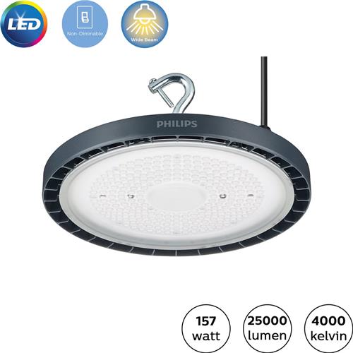 Philips LED Highbay BY122P Coreline G5 Aluminium Grijs 157W 25000lm 85x85D - 840 Koel Wit | IP65.