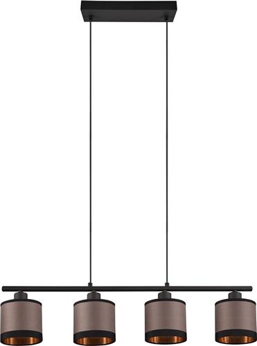 LED Hanglamp - Torna Vamos - E14 Fitting - 4-lichts - Rechthoek - Mat Zwart - Metaal