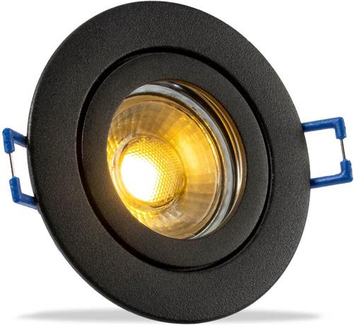 IP44 Platte LED inbouwspot Vivian - badkamer of buiten - Ronde spot - Zwart - Extra Warm Wit - 2700K - 3.8 Watt - Integral