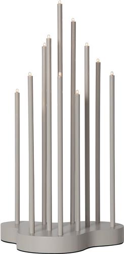 Star Trading kandelaar Buzz, beige-grijs, metaal, 12-pits, hout, 43cm