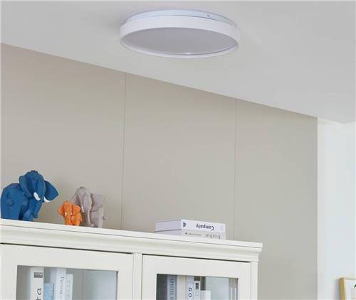 Lindby - Slimme plafondlamp - RGB - met dimmer - 1licht - Plastic, metaal - H: 6.5 cm - wit - Inclusief lichtbron