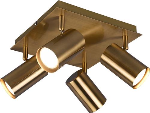 LED Plafondspot - Torna Monla - GU10 Fitting - 4-lichts - Rond - Antiek Koper - Aluminium