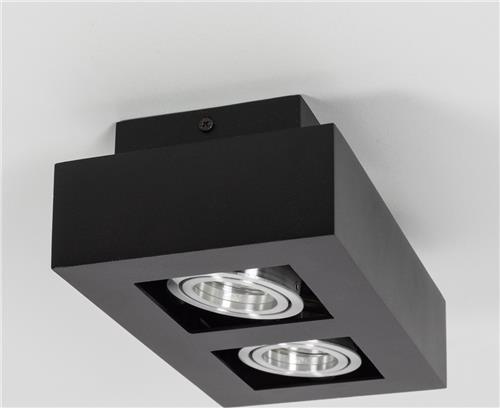 Luxe 2-lichts zwarte opbouwspot - Benny