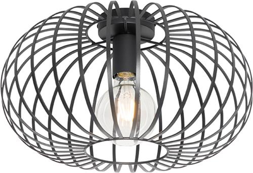 QAZQA johanna - Design Plafondlamp - 1 lichts - Ø 390 mm - Zwart - Woonkamer | Slaapkamer | Keuken