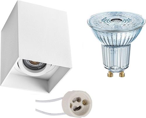 Opbouwspot Set - OSRAM Parathom PAR16 940 36D - Pragmi Luxina Pro - GU10 Fitting - Dimbaar - Opbouw Vierkant - Mat Wit - 3.7W - Natuurlijk Wit 4000K - Verdiept - Kantelbaar - 90mm