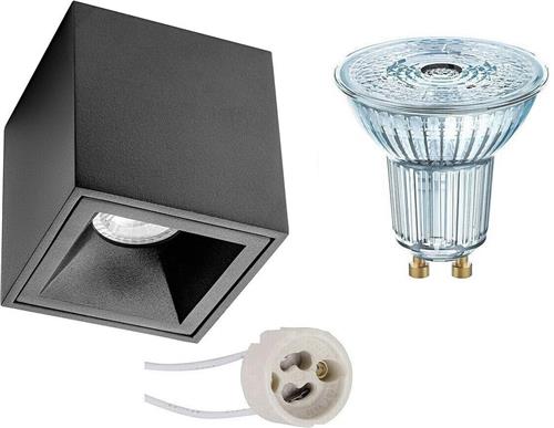 OSRAM - Opbouwspot Set - Parathom PAR16 940 36D - Proma Cliron Pro - GU10 Fitting - Dimbaar - Opbouw Vierkant - Mat Zwart - 3.7W - Natuurlijk Wit 4000K - Verdiept - 90mm