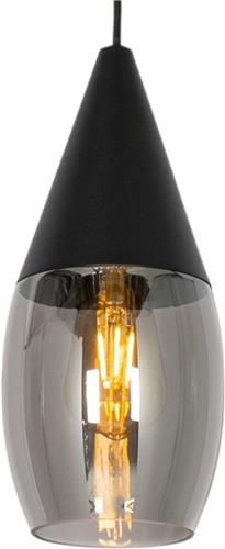 QAZQA drop - Moderne Hanglamp - 1 lichts - Ø 14.6 cm - Zwart - Woonkamer | Slaapkamer | Keuken