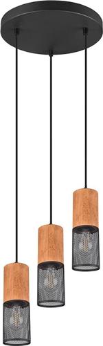 LED Hanglamp - Trion Yosh - E27 Fitting - 3-lichts - Rond - Mat Zwart - Aluminium