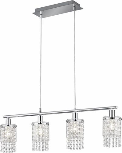 LED Hanglamp - Hangverlichting - Trion Pocino - E14 Fitting - 4-lichts - Rechthoek - Mat Chroom - Aluminium