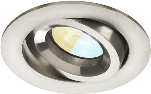 Inbouwspot Mika met Philips HUE White Ambiance - spot - Nikkel / mat - rond - Voor binnen / woonkamer / keuken / slaapkamer - IP20 - GU10 - Buitendiameter: 81MM - boorgat: 70-75MM - min. Inbouwdiepte: 70MM