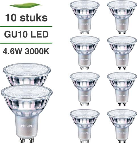 Philips GU10 LED lamp - 10-pack - 4.6W - 3000K warm wit