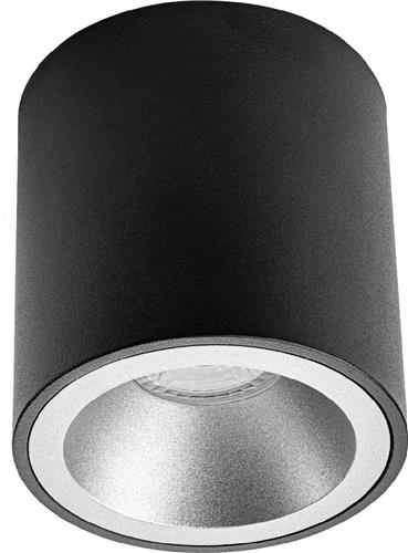 Opbouwspot GU10 - Proma Cliron Pro - Opbouw Rond - Mat Zwart/Zilver - Aluminium - Verdiept - Ø90mm