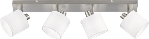 LED Plafondspot - Plafondverlichting - Torna Torry - E14 Fitting - 4-lichts - Rechthoek - Mat Nikkel - Aluminium