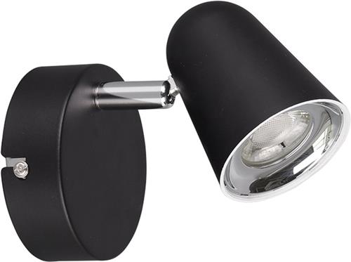 LED Wandspot - Torna Toluno - 3W - Warm Wit 3000K - 1-lichts - Rond - Mat Zwart - Kunststof
