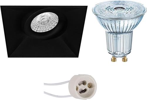 LED Spot Set - OSRAM Parathom PAR16 940 36D - Pragmi Nivas Pro - GU10 Fitting - Dimbaar - Inbouw Vierkant - Mat Zwart - 5.5W - Natuurlijk Wit 4000K - Trimless - Kantelbaar - 150mm