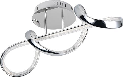 LED Plafondlamp - Plafondverlichting - Trion Pudia - 28W - Natuurlijk Wit 4000K - Dimbaar - Rond - Glans Chroom - Metaal