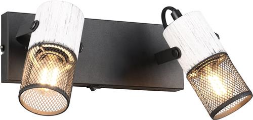 LED Wandspot - Torna Josh - E14 Fitting - 2-lichts - Rond - Zwart Wit - Metaal