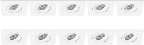 Spot Armatuur 10 Pack - Proma Borny Pro - GU10 Inbouwspot - Vierkant - Wit - Aluminium - Kantelbaar - 92mm