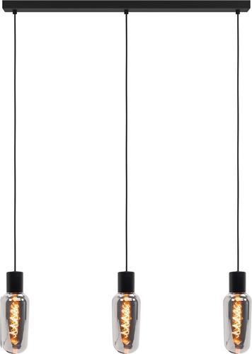 EGLO Majone Hanglamp - E27 - 77 cm - Zwart/Grijs - Smoke Glas - Rookglas