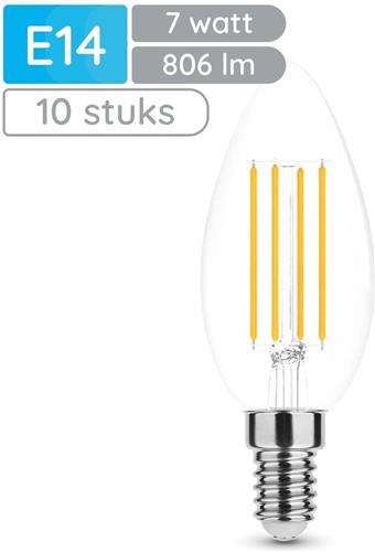Modee E14 LED Lamp Dimbaar 7W - 806lm - 4000K - Neutraal Wit - LED Filament Kaarslamp B35 - Vervangt 50W Halogeen Gloeilamp - 10 stuks