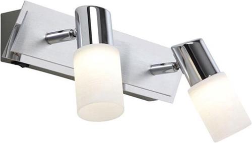 LED Wandspot - Trion Clupo - 8W - Warm Wit 3000K - 2-lichts - Rechthoek - Mat Chroom - Aluminium - OSRAM LEDs
