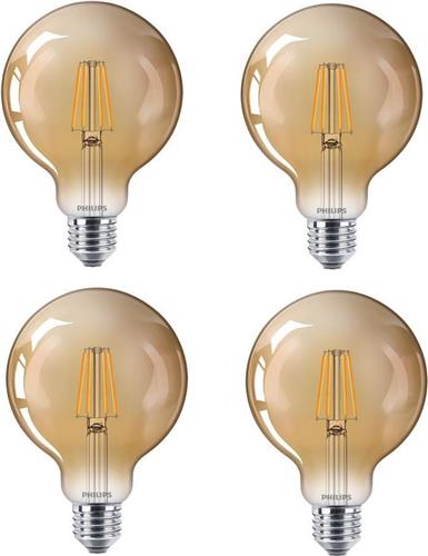 4 stuks Philips LED Globelamp G93 4W 400lm 2500K Goud niet dimbaar Ø9.3cm