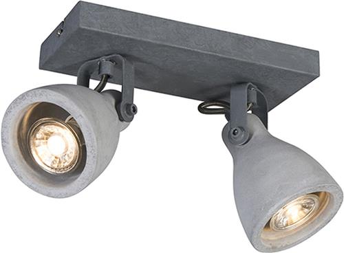 QAZQA creto - Moderne Plafondspot | Spotje | Opbouwspot - 2 lichts - L 230 mm - Grijs - Woonkamer | Slaapkamer | Keuken