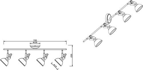LED Plafondspot - Torna Gini - E14 Fitting - 4-lichts - Rechthoek - Mat Zwart - Aluminium