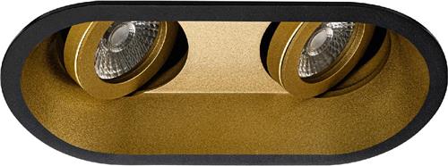 Spot Armatuur GU10 - Proma Zano Pro - GU10 Inbouwspot - Ovaal Dubbel - Zwart/Goud - Aluminium - Kantelbaar - 185x93mm
