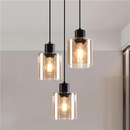 Design hanglamp Pella, 3-lichts - amber glas