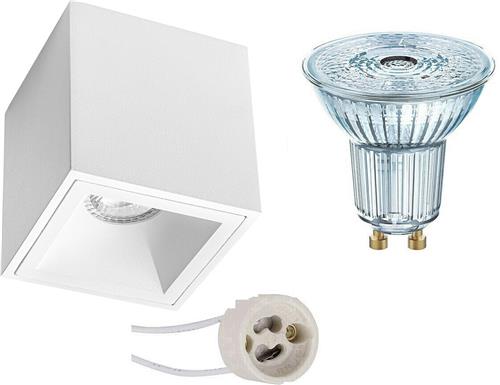 OSRAM - Opbouwspot Set - Parathom PAR16 940 36D - Proma Cliron Pro - GU10 Fitting - Dimbaar - Opbouw Vierkant - Mat Wit - 3.7W - Natuurlijk Wit 4000K - Verdiept - 90mm