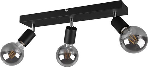 LED Plafondspot - Trion Zuncka - E27 Fitting - 3-lichts - Rechthoek - Mat Zwart - Aluminium
