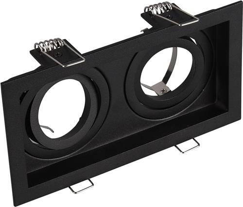 Spot Armatuur GU10 - Torna Kenan - GU10 Inbouwspot - Rechthoek - 2-lichts - Zwart - Aluminium - Verdiept - Kantelbaar - Ø90