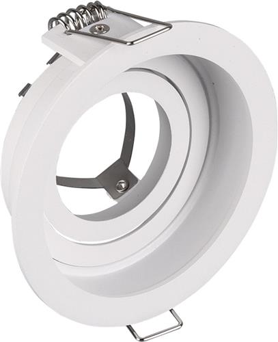 Spot Armatuur GU10 - Torna Kenan - GU10 Inbouwspot - Rond - 1-lichts - Wit - Aluminium - Verdiept - Kantelbaar - Ø90
