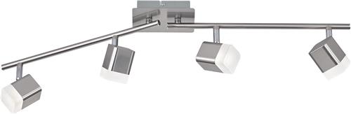 LED Plafondspot - Torna Ribon - 16W - Warm Wit 3000K - 4-lichts - Rechthoek - Mat Nikkel - Aluminium