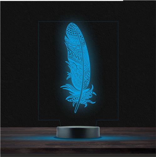 Led Lamp Met Gravering - RGB 7 Kleuren - Veer