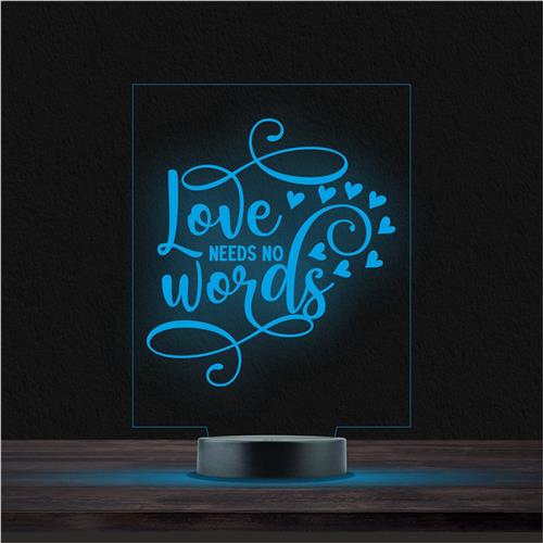 Led Lamp Met Gravering - RGB 7 Kleuren - Love Needs no Words