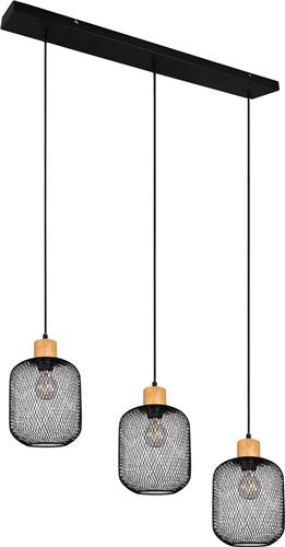 LED Hanglamp - Torna Kalim - E27 Fitting - 3-lichts - Rechthoek - Mat Zwart - Aluminium