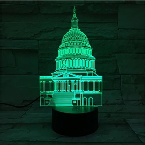 3D Led Lamp Met Gravering - RGB 7 Kleuren - Witte Huis