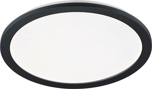 LED Plafondlamp - Trion Campill - 22W - Warm Wit 3000K - Spatwaterdicht IP44 - Dimbaar - Rond - Mat Zwart - Kunststof