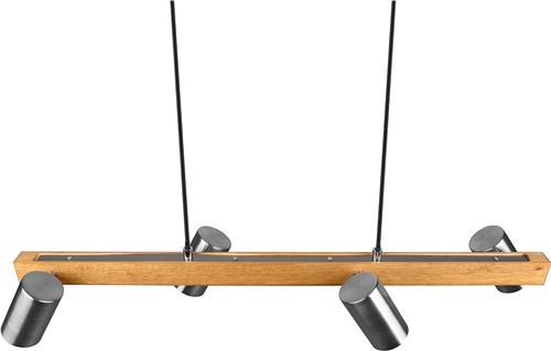 LED Hanglamp - Torna Milona - GU10 Fitting - 4-lichts - Rond - Mat Bruin/Nikkel - Aluminium