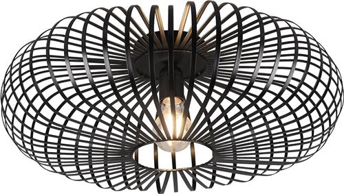 LED Plafondlamp - Plafondverlichting - Torna Johy - E27 Fitting - Rond - Industrieel - Mat Zwart - Aluminium - 50cm
